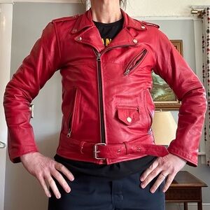 Red Leather Biker Jacket